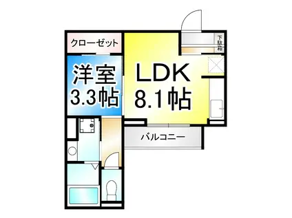 コラージュくりた(1LDK/2階)の間取り写真