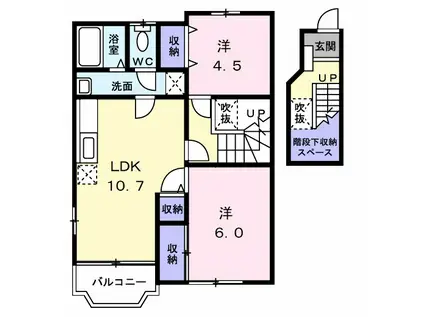 ラベンダー川崎B(2LDK/2階)の間取り写真