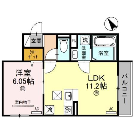 D-ROOM国芳(1LDK/2階)の間取り写真