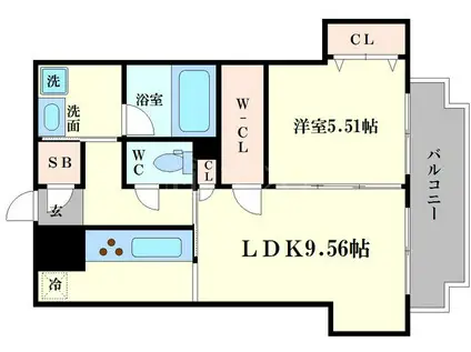 SHUNKI江戸堀(1LDK/4階)の間取り写真
