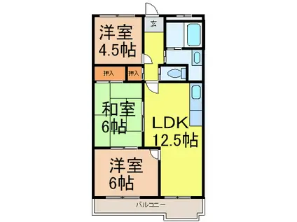 明幸ハイツ(3LDK/3階)の間取り写真