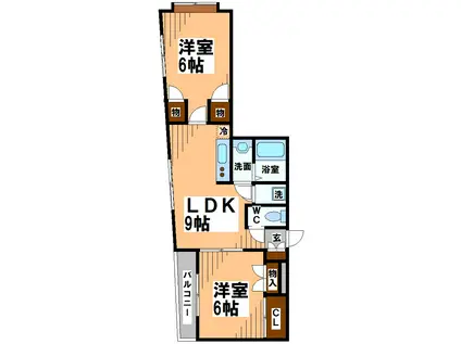 コンフォートヨシダ(2LDK/2階)の間取り写真