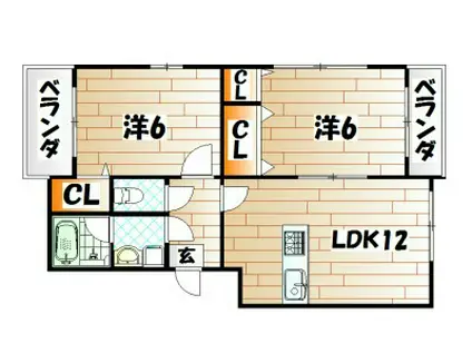 メゾン高田(2LDK/2階)の間取り写真
