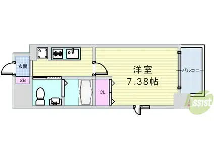 プライマル大阪天満宮(1K/9階)の間取り写真
