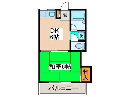 第2シルクハイツ角田(1DK/2階)の間取り写真