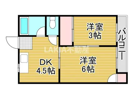 第3源氏之荘(2DK/3階)の間取り写真