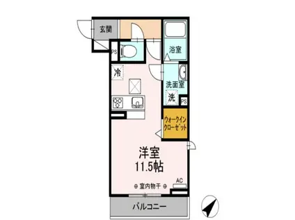 ONE UNIVERSITY PLACE(ワンルーム/2階)の間取り写真