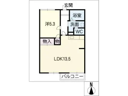 サニーハイツ波木(1LDK/1階)の間取り写真