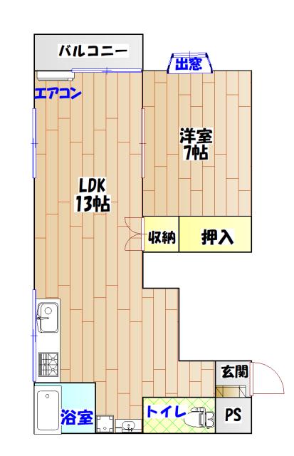 ロイヤル堤下(1LDK/4階)の間取り写真