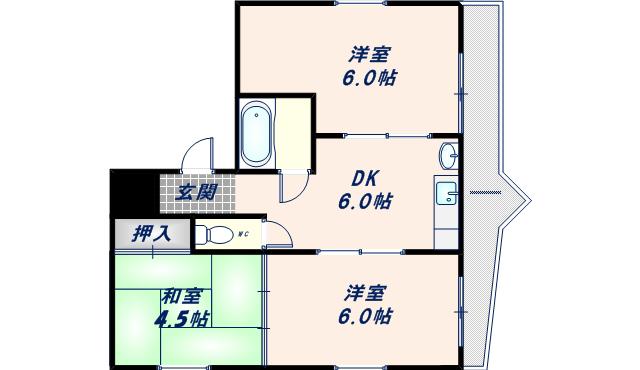 コスモス21(3DK/4階)の間取り写真