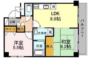マンション奥野(2LDK/3階)の間取り写真