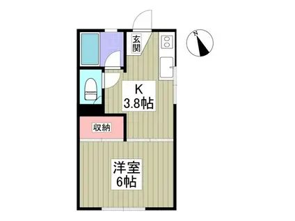 弥生コーポ A棟(1K/1階)の間取り写真