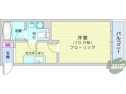 パレット(1K/2階)の間取り写真