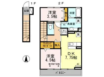 レジデンス月/レジデンス星レジデンス星(2DK/2階)の間取り写真