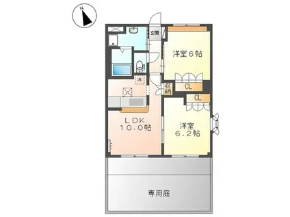 グレイスヴィラ(2LDK/1階)の間取り写真