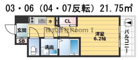 エスリード谷町6丁目(1K/10階)の間取り写真
