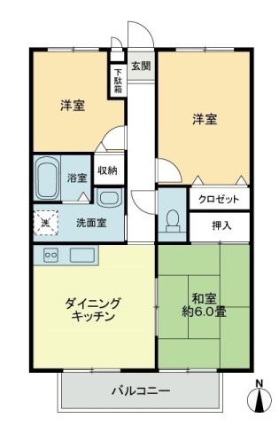 フォブール木太A(3DK/1階)の間取り写真