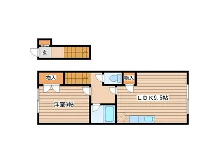 カ ー サ ・ レ イ(1LDK/2階)の間取り写真