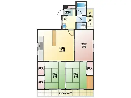 スクエア武ビル(3LDK/2階)の間取り写真