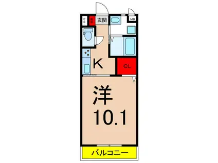 ラフィネ新井(1K/1階)の間取り写真