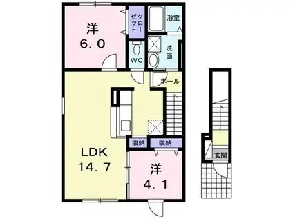 ジョイア ヴィラ III(2LDK/2階)の間取り写真