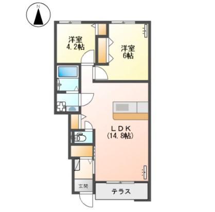 シエル クレア(2LDK/1階)の間取り写真