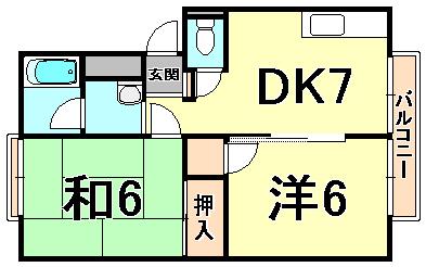 コートビレジ2(2DK/2階)の間取り写真