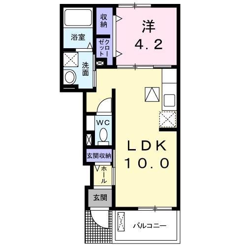 グラチチュードI(1LDK/1階)の間取り写真