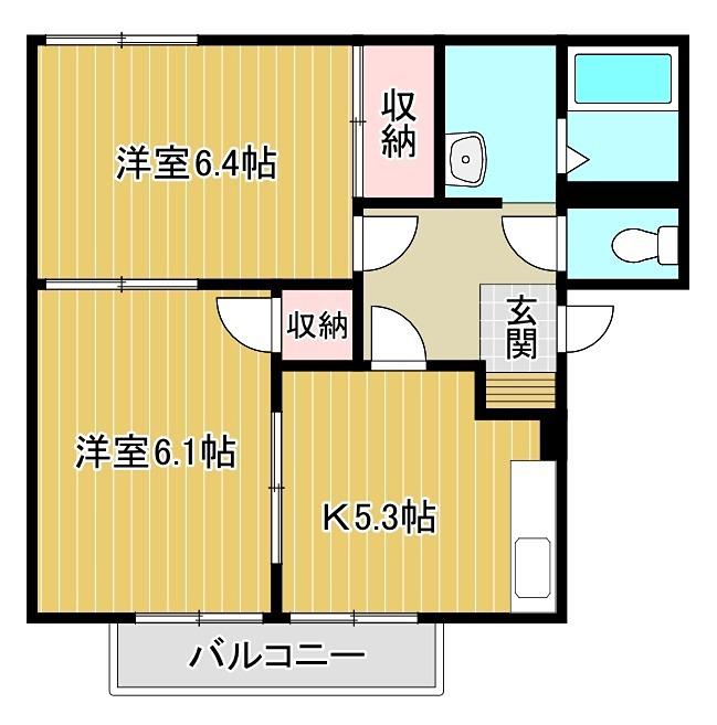 フレグランス福田(2K/2階)の間取り写真