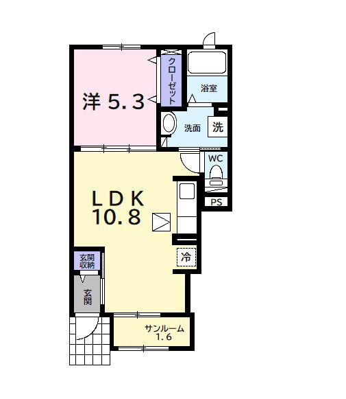 セイバリーヒルズ(1LDK/1階)の間取り写真