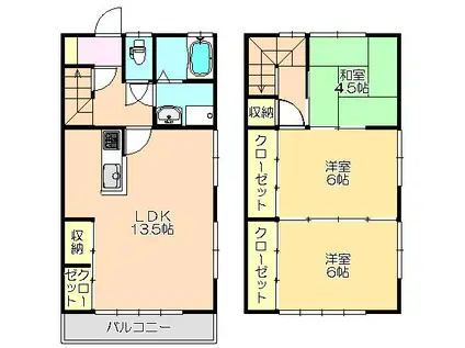 ハイツいまいI(3LDK/1階)の間取り写真