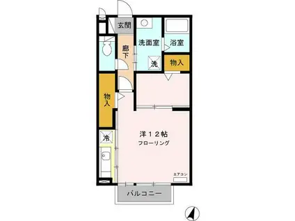 イーグルスKTV(ワンルーム/2階)の間取り写真