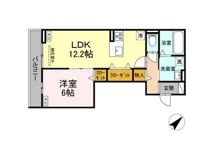 D-AVANCEつつじが丘II(1LDK/3階)の間取り写真