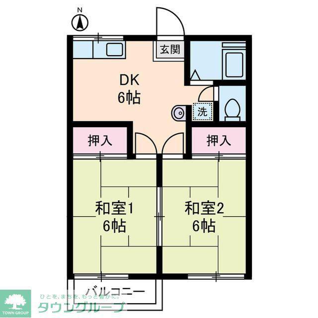 ベルゾーネ小林(2DK/2階)の間取り写真