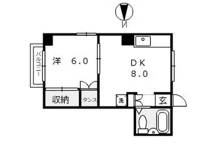 しらさぎマンションII(1DK/2階)の間取り写真