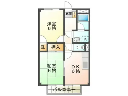 100エーカーの森(2DK/1階)の間取り写真