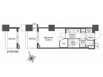 コンフォリア西荻窪(1K/5階)の間取り写真