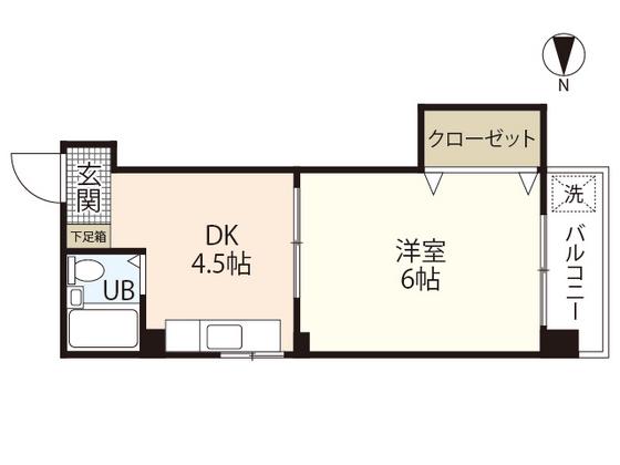 グリーンハウス(1DK/3階)の間取り写真
