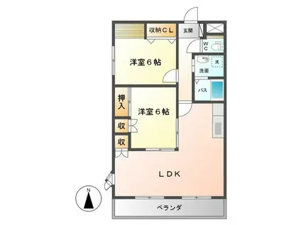 サン・フォレスト花の木A棟(2LDK/2階)の間取り写真