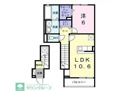 ドルチェビータ III(1LDK/2階)の間取り写真