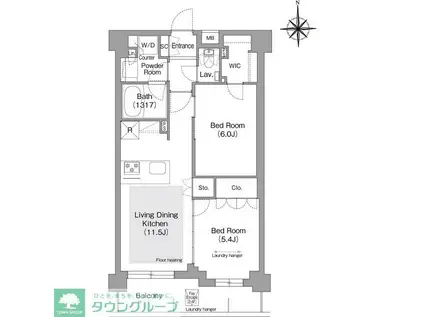 コンフォリア・リヴ文京護国寺(2LDK/1階)の間取り写真