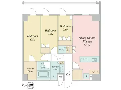 LIME RESIDENCE KAWAGUCHI イースト(3LDK/6階)の間取り写真