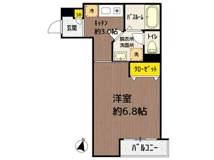 ビューノ中村橋(1K/3階)の間取り写真