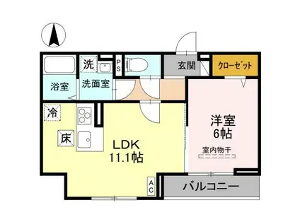 LILAS BEAUTE(1LDK/1階)の間取り写真