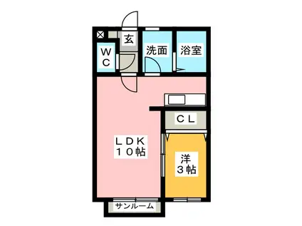 CHANTER(1LDK/1階)の間取り写真