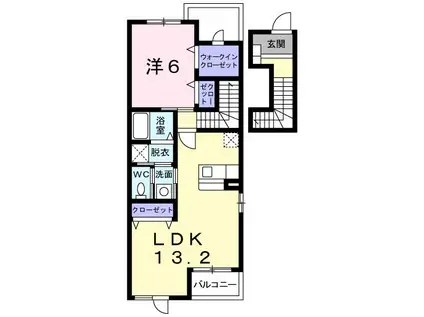 フィオーレ・ヴィラ(1LDK/2階)の間取り写真