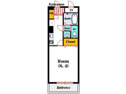 メゾンドヴィレ大阪城公園前(1K/17階)の間取り写真