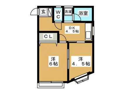 東松苑富丈ハイツ(2DK/2階)の間取り写真