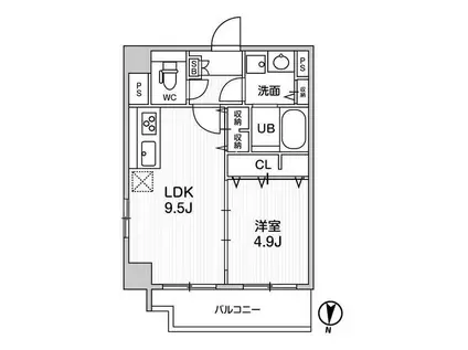ROOTS RYOGOKU(1LDK/3階)の間取り写真