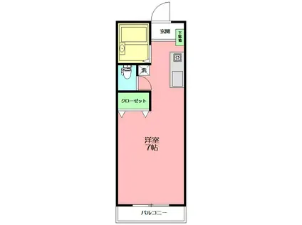 サイクルハイツ(1K/2階)の間取り写真